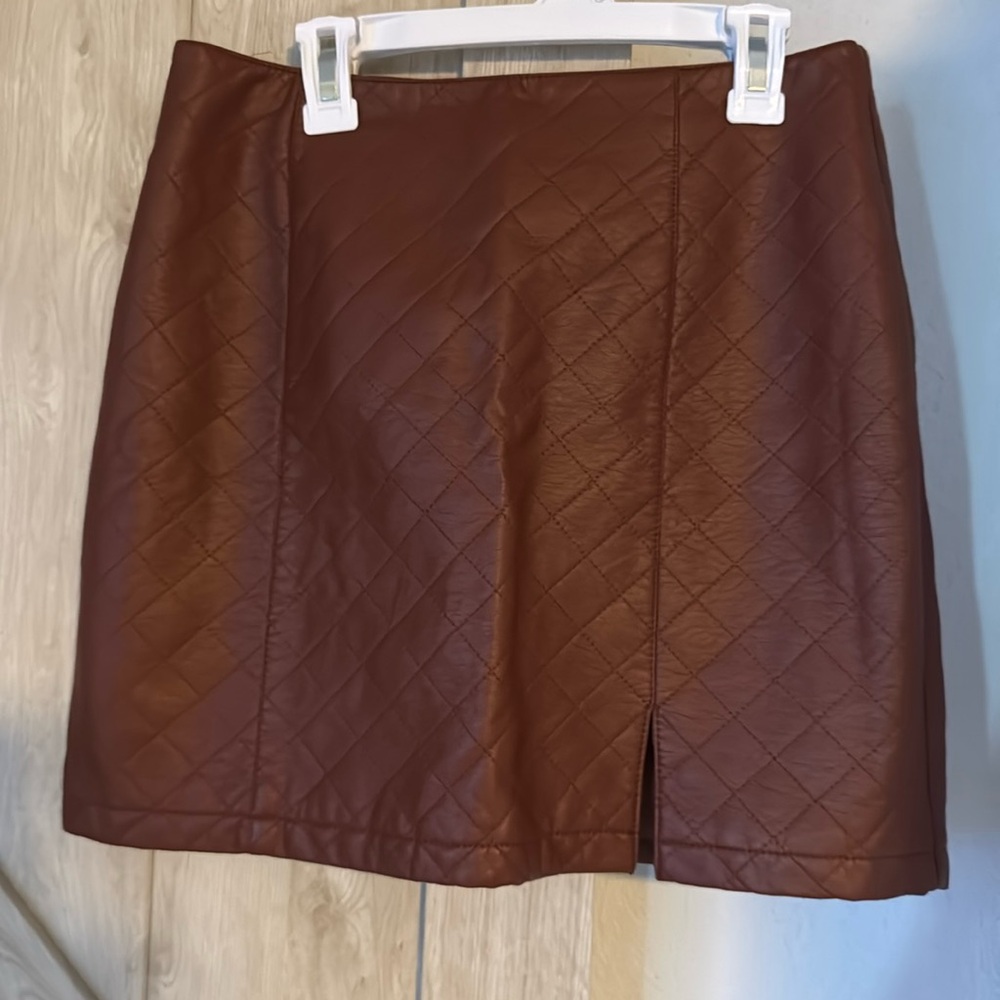 Brown leather forever 21 mini skirt size small